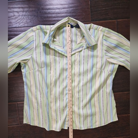 Cotton Express Striped Stretch Button Up Collared Womens Blouse 18W - Picture 5 of 9